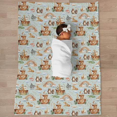 Selgkds 60x80inch Cute Baby Animals Baby Blankets for Girl Boy Bear Lion Zebra Giraffe Rainbow Ship Stars Swaddle