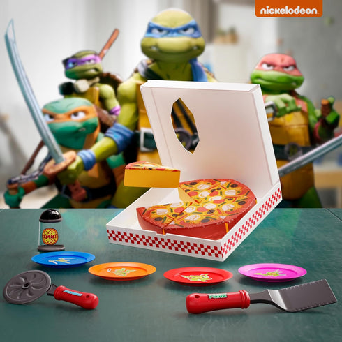 Kids Pizza Toy Set - Pretend Kitchen Play Food with Slice & Serve Pizza, Box, Pie Cutter & Condiments