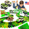 JITTERYGIT Dinosaur Jurassic Race Track Train Glow in The Dark World Toy Set - Kids Dino Racetrack Park with T-Rex &
