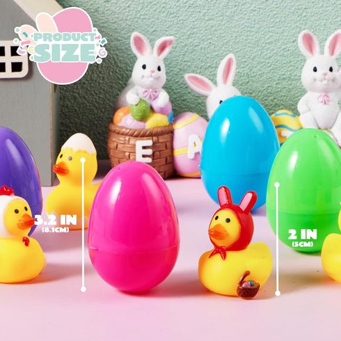 12 JOYIN Pcs Filled Easter Eggs with Rubber Duck, Eggs Hunt, Basket Stuffers Filler for Kids Party Favor, Classroom