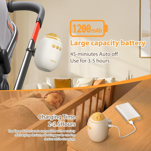 11 Baby Stroller Rocker with Adjustable Vibration Speed and Soothing White Noise, Hands-Free Rechargeable Sleep Soother
