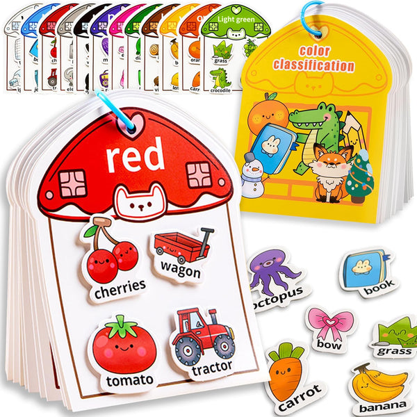 Montessori Busy Book Color Sorting Toys for Toddlers 3-5, Autism Educational Toys