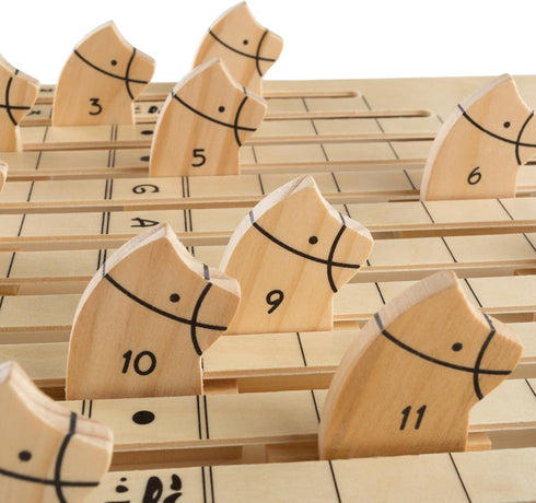 Hey! Play! Wooden Horse Race Game with Dice, Cards and Chips – Indoor and Outdoor Party Game