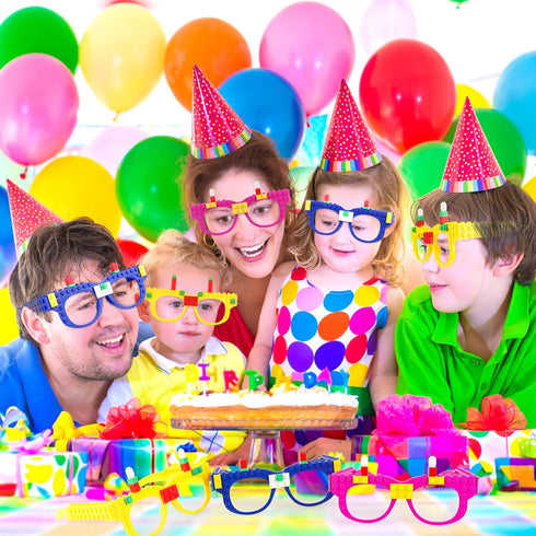 Hooqict 9 Pcs DIY Building Blocks Glasses, Party Supplies for Kids Adults Birthday Party Favors