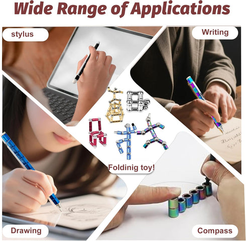 Fidget Pen, Decompression Magnetic Pen, Multifunctional Deformable Writing Pens, Sensory Gadget for Kill Time, Cool