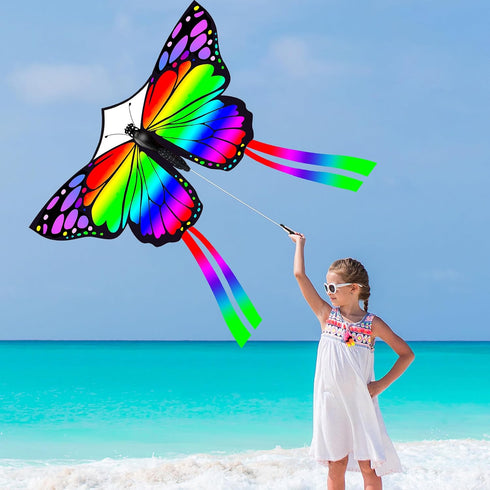 JEKOSEN Huge Butterfly Kite for Kids and Adults, Easy to Fly with Tail for Beach Trip, Park Family Outdoor Games