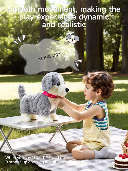 eJog Pup Electronic Interactive Plush Dog, Realistic Robot Puppy Toy, Singing, Walking, Talking, Barking, Tail-Wagging