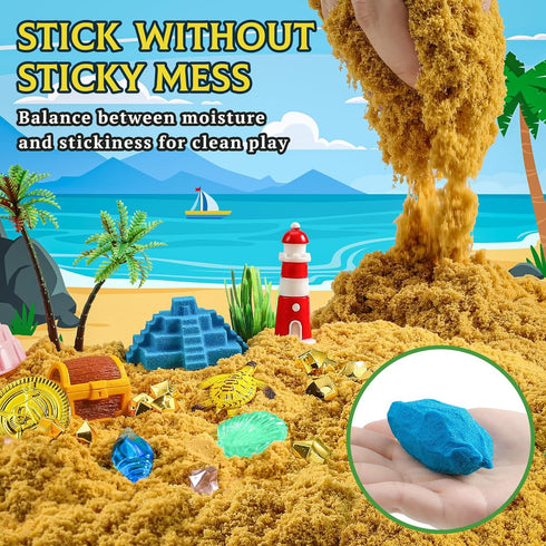 Accessories,2.2lbs 3 4 5 6 7 8 KNASON Pirate Treasure Chest Sensory Bin,Play Sand Kit for Boys with Pirate Sand,Glow