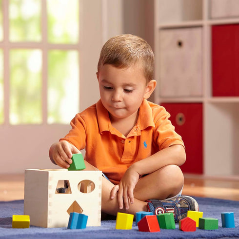 Melissa & Doug Shape Sorting Cube: Classic Wooden Toy with 12 Shapes