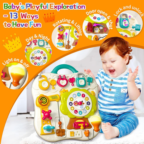 2024 NEW Montessori Busy Board Sensory Toys for Toddlers 1-3, 13 Activity Music & LED Light Up Toys for 2+ Year Old,