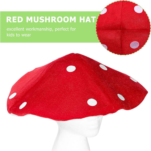 (40cm*40cm) NUOBESTY Kids Mushroom Hat Costume Accessory Red Plush Mushroom Hat Cartoon Party Costume for Festival