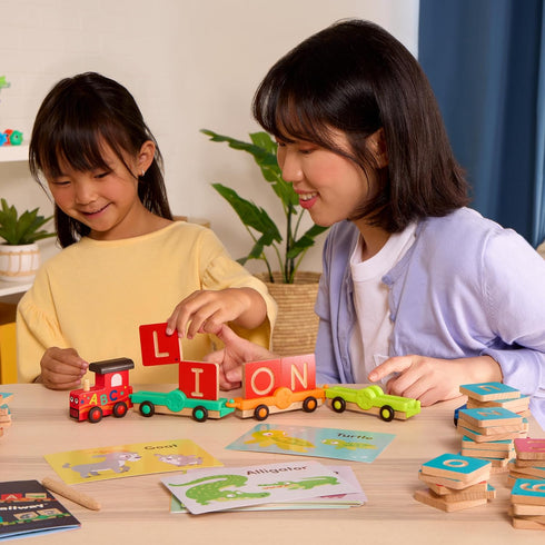 Set 84 Battat Education Wooden Alphabet Train ABC Letter Train Toy with Pieces for Toddlers Educational Color & Shape