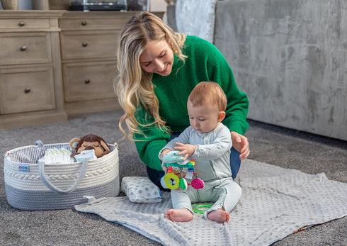 Extra Large Baby Diaper Caddy Organizer - Portable Rope Storage Basket for Nursery