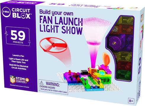 E-Blox Building Blocks STEM Circuit Kit, 59 Projects, Build Your Own Fan Launch Light Show, Science Projects Gift