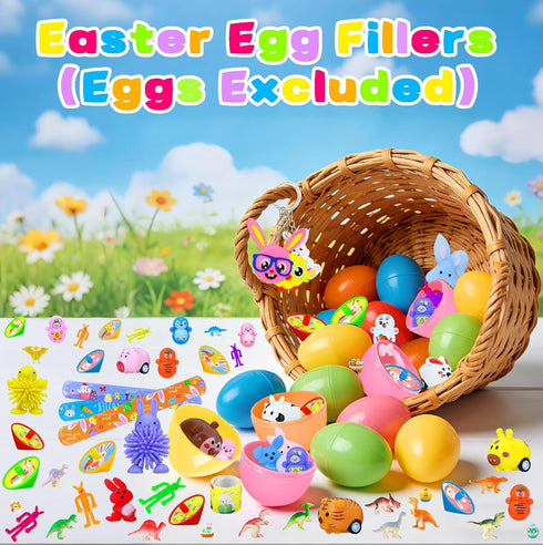 H-Style 100Pcs Easter Egg Fillers, Easter Basket Stuffers Essentials for Teens Kids- Small Toys Bulk Party Favors