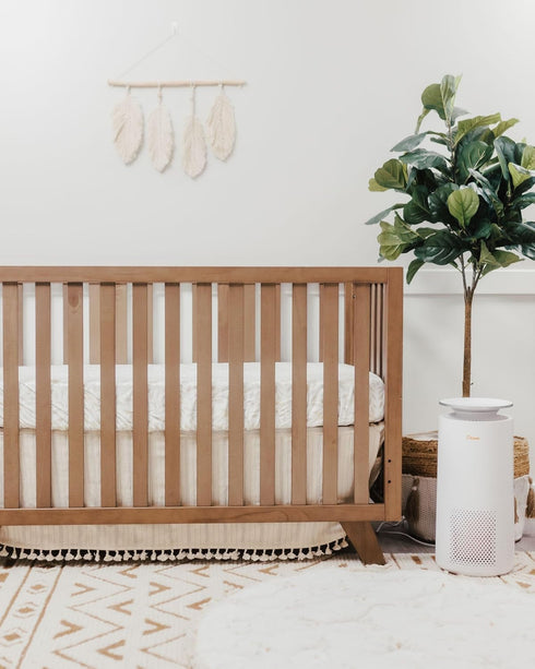 28w 52h 16d Crane Baby Wrap Around Bed Skirt for Crib, Cotton Crib Skirt for Boy's and Girl's Nursery, Natural, x x