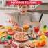 Sets Kitchen-80PC 2 Play Food for Kids Pretend Food with Kids Picnic Basket, Toy Food with Pizza Toy, Plastic Food