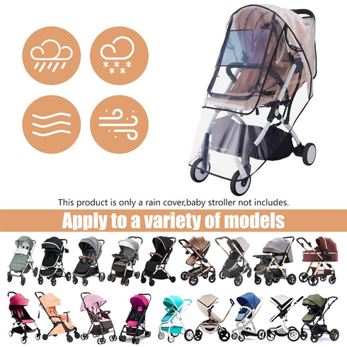 Bemece Universal Stroller Rain Cover, Baby Travel Weather Shield for Summer, Windproof and Waterproof