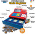 67-Piece Set Dr. STEM Toys Solar Powered Calculator Pretend Cash Register with Play Money for Learning Math Skills