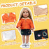 Doll Clothes Set Fashion 4 Pieces includes Warm Hooded Coat, T-Shirt, Jeans Skirt & Underpants, Handmade Party Dress Casual Wear Fits 18 Inch American Girls Dolls 004