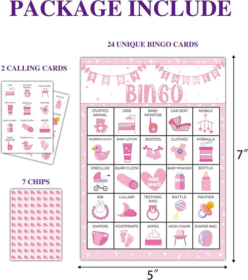 Baby Shower Bingo Cards - 24 Players Bingo Game for Baby Shower and Gender Reveal Party Decorations