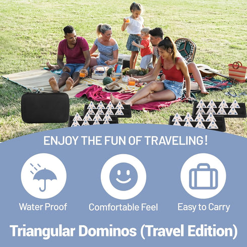Set 4 56 2-4 Triangle Domino Game with Holders Travel Case | Upgrated Triangular Tiles for Kids, Portable Classic Board