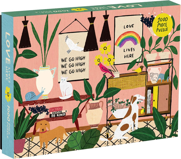 Galison 1000 Piece Love Lives Here Jigsaw Puzzle for Adults and Families, Inspirational Quotes and Positive Messages,