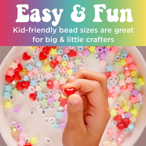 Creativity for Kids Rainbow Bead Jar Jewelry Making Kit, Makes 40+ Friendship Bracelets for Girls Ages 6-8+