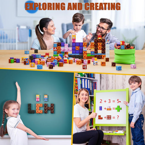 TQRAZ Set, 3+ Toys-120PCS Magnetic Blocks - Build Magnet World Magic Portal Magnetic Tiles Building Blocks Toddler Toys