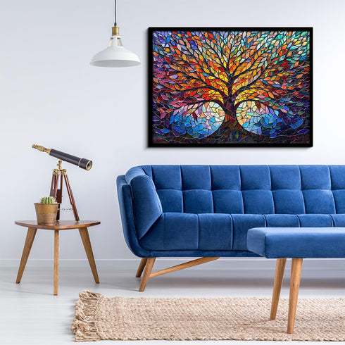 PICKFORU Stained Glass Puzzle Tree of Life for Adults 1000 Pieces, Colorful Mosaic Jigsaw Puzzle