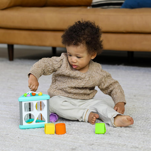 Infantino Activity Triangle & Shape Sorter with 4 Shapes, Bendy Bars, Maze Tracks for Infants & Toddlers 6M+