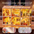 126Pcs Set 1:24 8+, Miniature Kitchen DIY House Kit Cooking Room Furniture with Plug-in LED Light & Modular Base, Scale