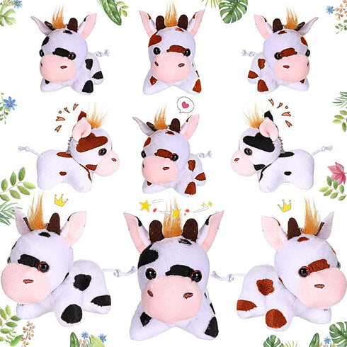 Stuffed Cows, 12 Pieces Assorted Plush Toy Figures, Animals for Holiday Back to School Party Favors, 3.2 x 3 Inch