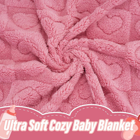 Plush Soft Heart Checkered Baby Blanket, Fleece Infant Toddler Blankets for Girls Boys, Lightweight Breathable 32"×37"