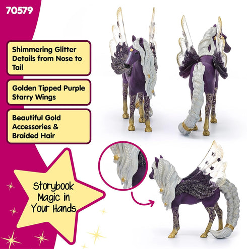 7 5+ 70579 Schleich Bayala - Star Pegasus Figurine with Starry Wings - Magical Winged Horse Toy with Glitter Body