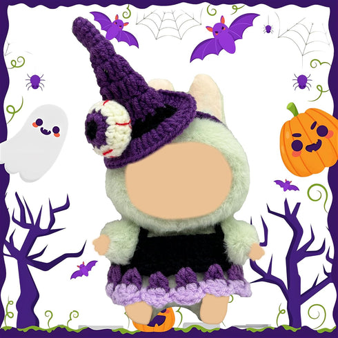 17cm Set 17cm Halloween Clothes for Doll Outfits, Hat Dress for Dolls, Stylish Adorable Halloween Clothes Accessories