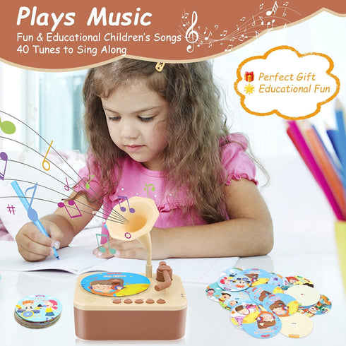 99 3+, Kids Phonograph with Cards, Toddler Record Player, Story & Music Player, Kids Music Player, Educational