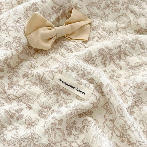 4-Layer Pattern,47''x51'' BuLuTu Large Baby Crib/Cradle Blanket Nursery Throw Blanket Reversible Cotton Muslin Kids Bed