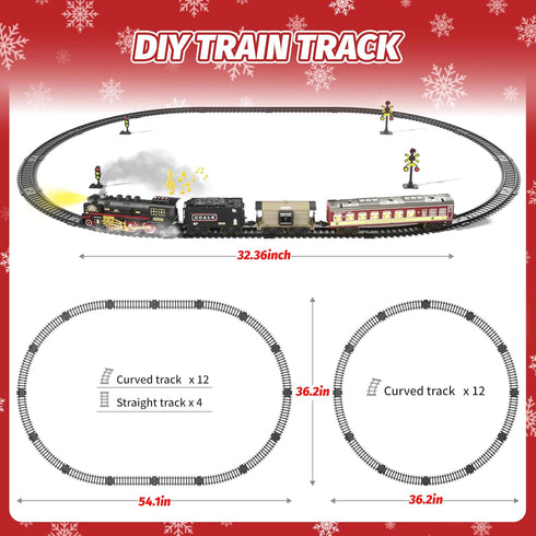Set 3 4-7 8+ Funwee Electric Train Toy with Smoke,Lights and Sound,Train for Under Christmas Tree, Locomotive Train