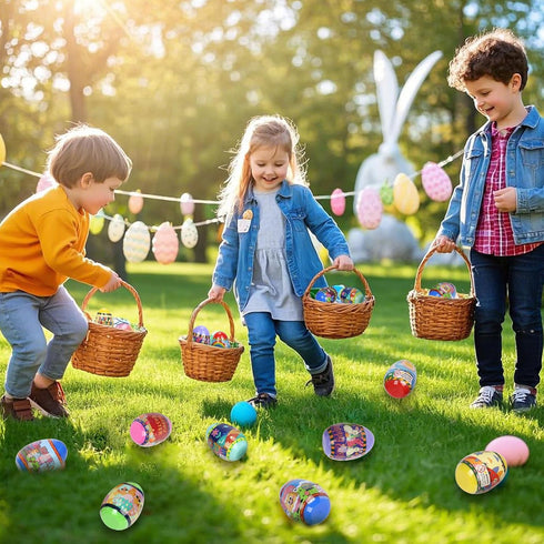 VOMAOK 24pcs Prefilled Easter Eggs with Easter Sticky Hands Toy Inside for Kids Boys Girls Easter Basket Stuffers,Eggs
