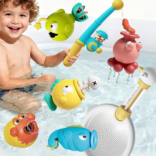 GauJat Magnetic Fishing Bath Toys for Toddlers 1-3, 8Pcs Bathtub Water Toys Set