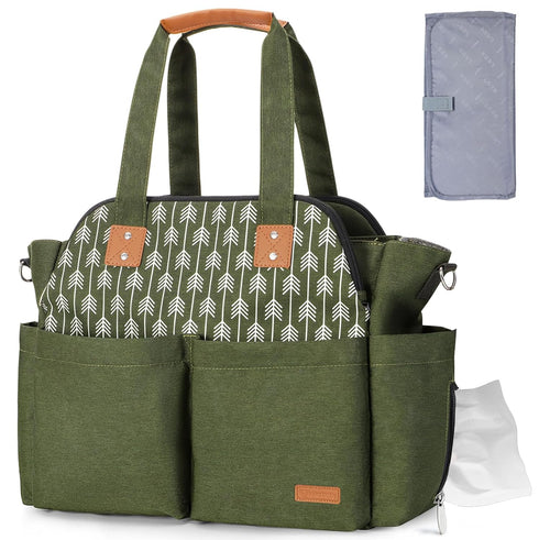 Lekebaby Diaper Bag Tote for Baby - 17 Pockets Large Travel Diaper