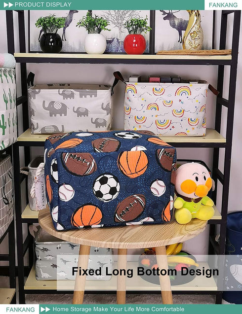 FANKANG Rectangular Laundry Basket, Nursery Storage Fabric Bin, Gift Baskets (Navl-ball game).