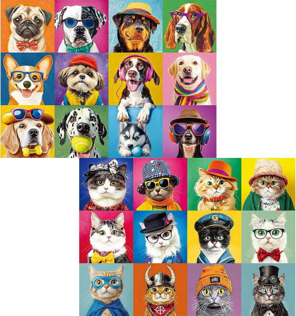 Nitktaia 2 Pack 300 Piece Puzzle for AdultsBeautiful Cats Dogs Puzzle for Adults