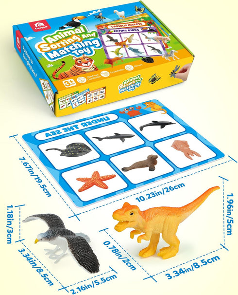 Playset, 3 4 5 Coogam Sorting Toys for Toddles, Animals Figures Dinosaurs Birds Insects Cognition Matching Game Fine