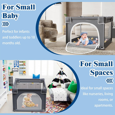 36"x36", Jixrolyn Small Playpen for Babies and Toddlers, Soft Breathable Mesh, Anti-Slip Base, Mini Baby Play Yard