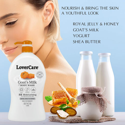 40.7 Fl.Oz 2-pack Goat's Milk Moisturizing Body Wash Shower Cream Royal Jelly & Honey