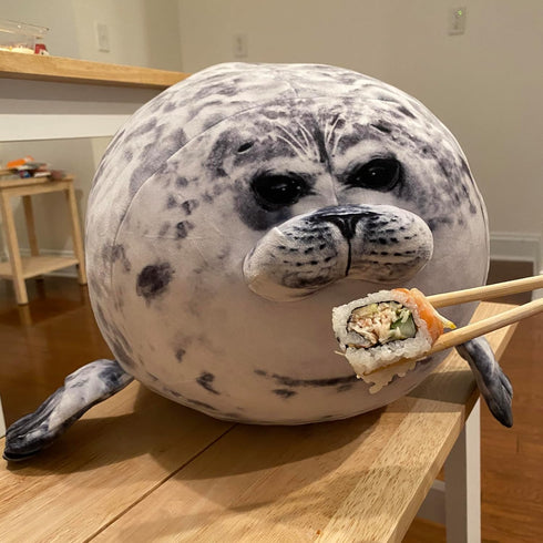 Pineapple Chubby Blob Seal Plush Pillow, Cute Stuffed Animal Seal Plushie Toy, Large (23.6 inch)
