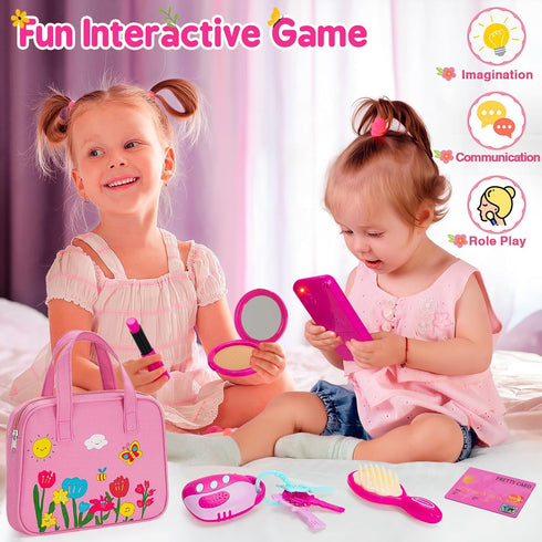 3+ 3+ Officygnet Play Purse Toy for Girls Years Old, Toddler Purse Girl Toys with Pretend Makeup Kit, Pretend Princess