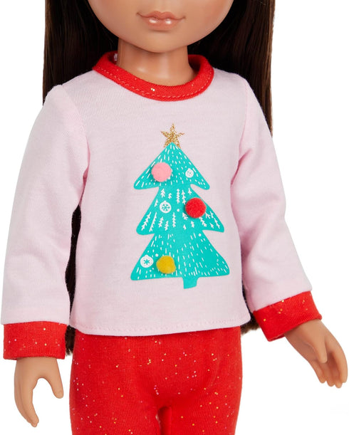 Glitter Girls 14-inch Doll Outfit - Christmas Doll Clothes, Festive Pajama Set with Slippers for 14-inch Dolls
